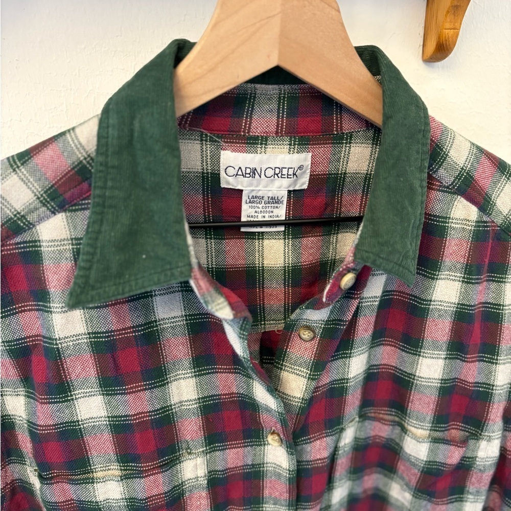 Vintage Cabin Creek Flannel Shirt Corduroy Collar Twilight Bella Swan Core - Picture 2 of 6
